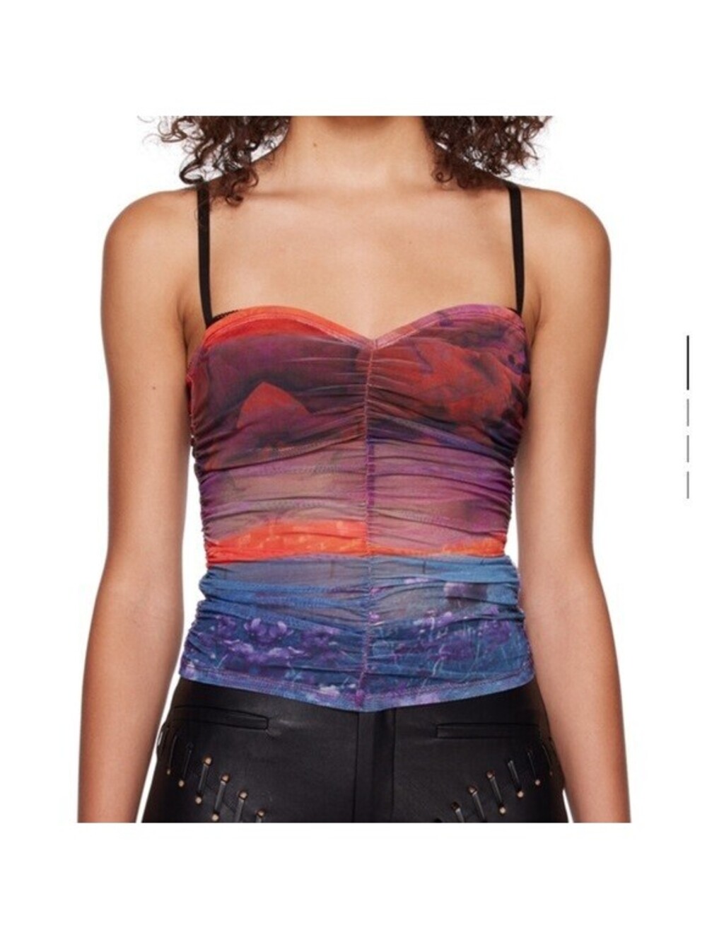 MIAOU Renzo Camisole Multicolor Mesh Ruched Corset Top Sweetheart Y2K